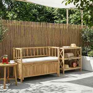 vidaXL Bancă de grădină cu șemineu 110 x 47 x 80 cm Bambus natural imagine