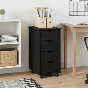 vidaXL Cabinet mobil Negru 34 x 39 x 65, 5 cm Lemn de pin masiv imagine