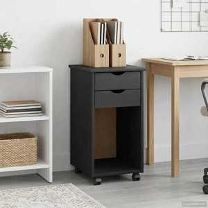 vidaXL Cabinet mobil cu roata Gri 34 x 39 x 65, 5 cm Lemn masiv de pin imagine
