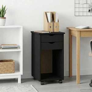 vidaXL Cabinet mobil Negru 34 x 39 x 65, 5 cm Lemn masiv de pin imagine