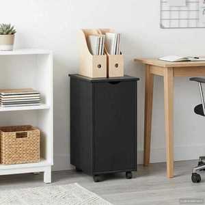 vidaXL Cabinet mobil Negru 34 x 39 x 65, 5 cm Lemn de pin masiv imagine