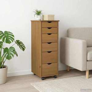 vidaXL Cabinet mobil Maro miere 34 x 39 x 93, 5 cm Lemn de pin masiv imagine