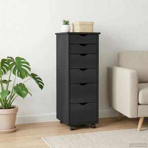 vidaXL Cabinet mobil cu roata Gri 34 x 39 x 93, 5 cm Lemn de pin masiv imagine