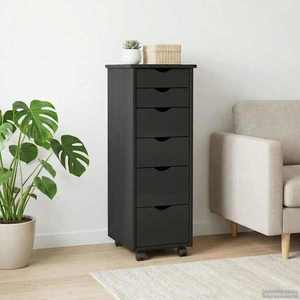 vidaXL Cabinet mobil Negru 34 x 39 x 93, 5 cm Lemn de pin masiv imagine