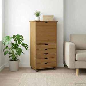 vidaXL Cabinet mobil Maro miere 53 x 39 x 103 cm Lemn de pin masiv imagine