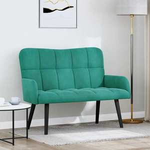 vidaXL Canapea cu două locuri Turcoaz 115 x 61 x 87 cm Catifea imagine