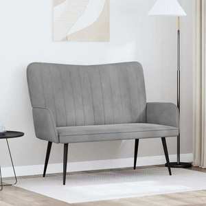 vidaXL Canapea cu două locuri Gri deschis 115 x 61 x 87 cm Catifea imagine