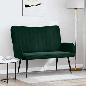 vidaXL Canapea cu două locuri Verde închis 115 x 61 x 87 cm Catifea imagine
