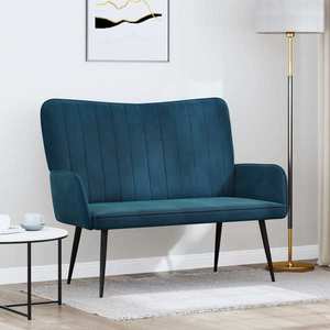 vidaXL Canapea cu două locuri albastru 115 x 61 x 87 cm Catifea imagine