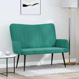 vidaXL Canapea cu două locuri Turcoaz 115 x 61 x 87 cm Catifea imagine