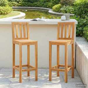 vidaXL Scaun de bar 2 pcs Maro Lemn solid de tec imagine