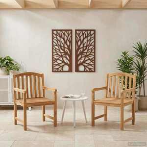 vidaXL Scaun din lemn sculptat în formă de trandafir 2 pcs natural imagine
