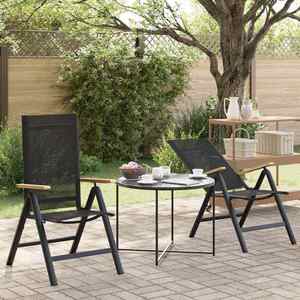 vidaXL Scaune de grădină rabatabile 2 pcs Negru 58 x 73 x 111, 5 cm imagine