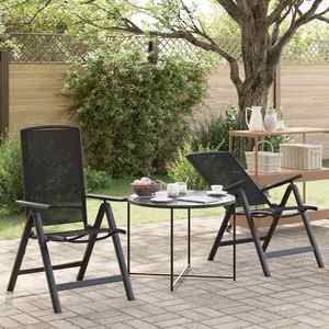 vidaXL Scaune de grădină rabatabile 2 pcs Negru 58 x 71 x 112 cm imagine