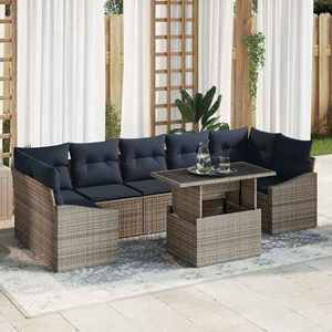 vidaXL Set de canapele pentru grădină 8 pcs Gri Rattan poli imagine