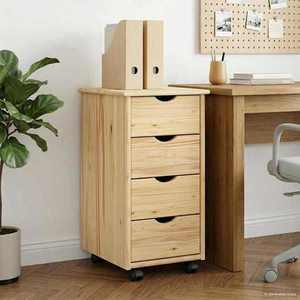 vidaXL Cabinet mobil cu roata Maro 65, 5 x 34 x 39 cm Lemn de pin masiv imagine