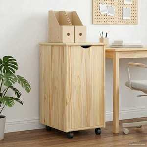vidaXL Cabinet mobil cu roata Maro 34 x 39 x 65, 5 cm Lemn de pin masiv imagine