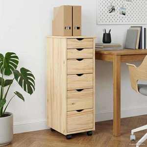 vidaXL Cabinet mobil cu roata Maro 34 x 39 x 93, 5 cm Lemn de pin masiv imagine