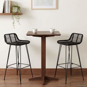 vidaXL Scaun de bar 2 pcs Negru 44 x 46 x 91 cm Rattan și oțel imagine
