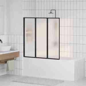 vidaXL Ecran de duș pliabil Negru și Îngheț Total 120 x 2 x 117 cm imagine
