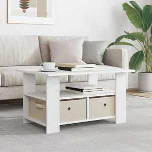 vidaXL Masă de cafea cu sertar Alb 77 x 55 x 42 cm Lemn compozit imagine