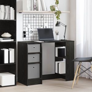 vidaXL Birou cu sertar Stejar Negru 100 x 40 x 75 cm Lemn compozit imagine