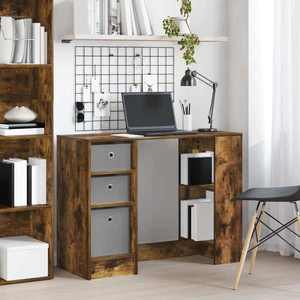 vidaXL Birou cu sertar Stejar fumuriu 100 x 40 x 75 cm Lemn compozit imagine