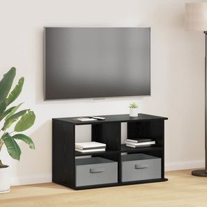 vidaXL Suport pentru TV cu sertar Stejar Negru 79 x 40 x 48 cm imagine