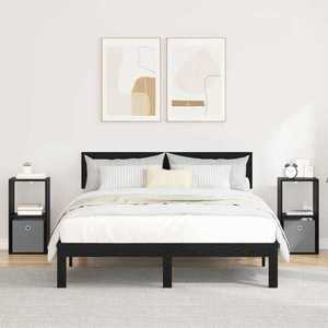 vidaXL Noptieră 2 pcs Stejar Negru 30, 5 x 27 x 59, 5 cm Lemn compozit imagine
