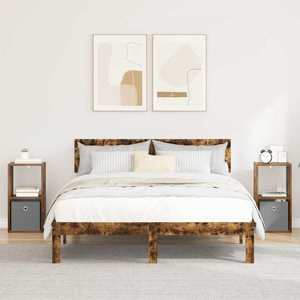 vidaXL Noptieră 2 pcs Stejar fumuriu 30, 5 x 27 x 59, 5 cm Lemn compozit imagine