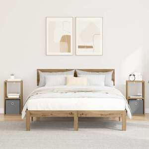 vidaXL Noptieră cu sertar 2 pcs Stejar Artizanal 30, 5 x 27 x 59, 5 cm imagine