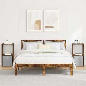 vidaXL Noptieră 2 pcs Stejar fumuriu 35 x 32 x 68, 5 cm Lemn compozit imagine