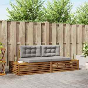 vidaXL Set de canapele de exterior cu pernă Gri natural și deschis imagine