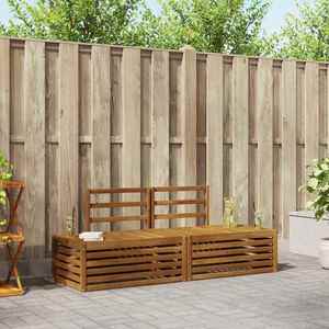 vidaXL Set de canapele de exterior 2 Bucată natural 182, 5 x 63 x 73 cm imagine