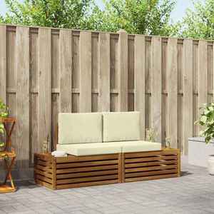 vidaXL Set de canapele de exterior cu pernă 2 Bucată Natural și Crem imagine