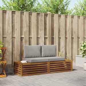 vidaXL Set de canapele de exterior 2 Bucată Gri natural și deschis imagine