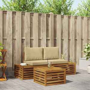 vidaXL Set de canapele de exterior Natural și Bej 59 x 59 x 37 cm imagine