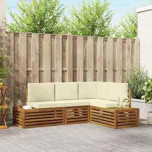 vidaXL Set de canapele de exterior cu pernă 4 Bucată Natural și Crem imagine