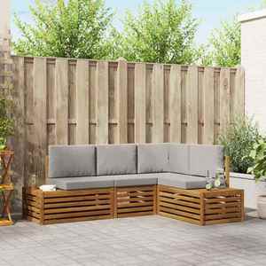 vidaXL Set de canapele de exterior 4 Bucată Gri natural și deschis imagine