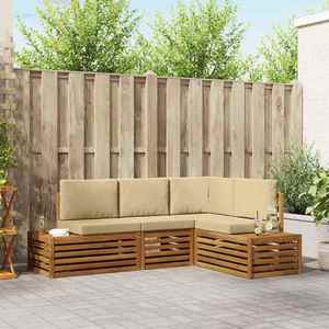 vidaXL Set de canapele de exterior cu pernă 4 Bucată Natural și Bej imagine