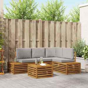 vidaXL Set de canapele de exterior cu pernă Gri natural și deschis imagine