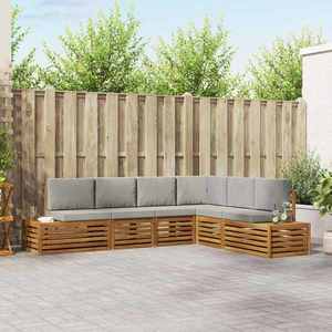 vidaXL Set de canapele de exterior cu pernă Gri natural și deschis imagine