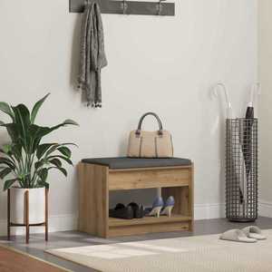 vidaXL Bancă pentru hol cu pernă Stejar Artizanal 63 x 38 x 45 cm imagine