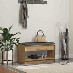 vidaXL Bancă pentru hol cu pernă Stejar Artizanal 83 x 38 x 45 cm imagine