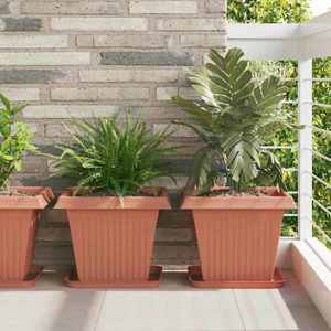 vidaXL Tavă Pătrată pentru Flori 6 pcs Roșu cărămidă 32 x 32 x 2, 5 cm imagine