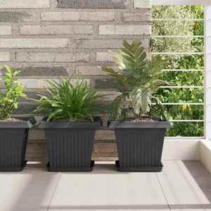 vidaXL Tavă Pătrată pentru Flori 6 pcs Negru 21 x 21 x 2 cm Plastic imagine
