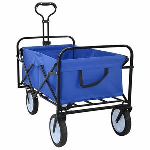vidaXL Trolley Manevrabil Pliabil Manual albastru 94 x 53 x 99 cm imagine