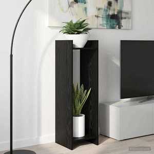 vidaXL Suport pentru plante cu raft Stejar Negru 30 x 30 x 100 cm imagine