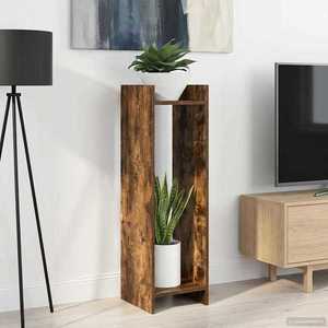 vidaXL Suport pentru plante cu raft Stejar Afumat 30 x 30 x 100 cm imagine