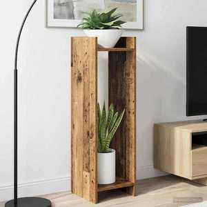 vidaXL Suport pentru plante cu raft 2 pcs Lemn vechi 30 x 30 x 100 cm imagine